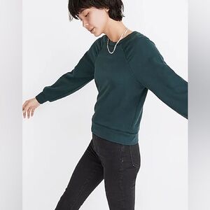 Madewell Gathered Puff-Sleeve Sweatshirt green lane